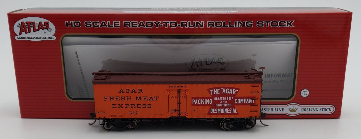 Atlas 20005800 HO Scale Agar Packing Company 36' Wood Reefer Car #517 LN/Box