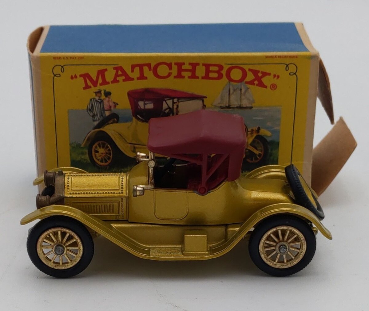 Matchbox Y-6 1:48 Models of Yesteryear Gold 1913 Cadillac Metal & Plastic Parts EX/Box