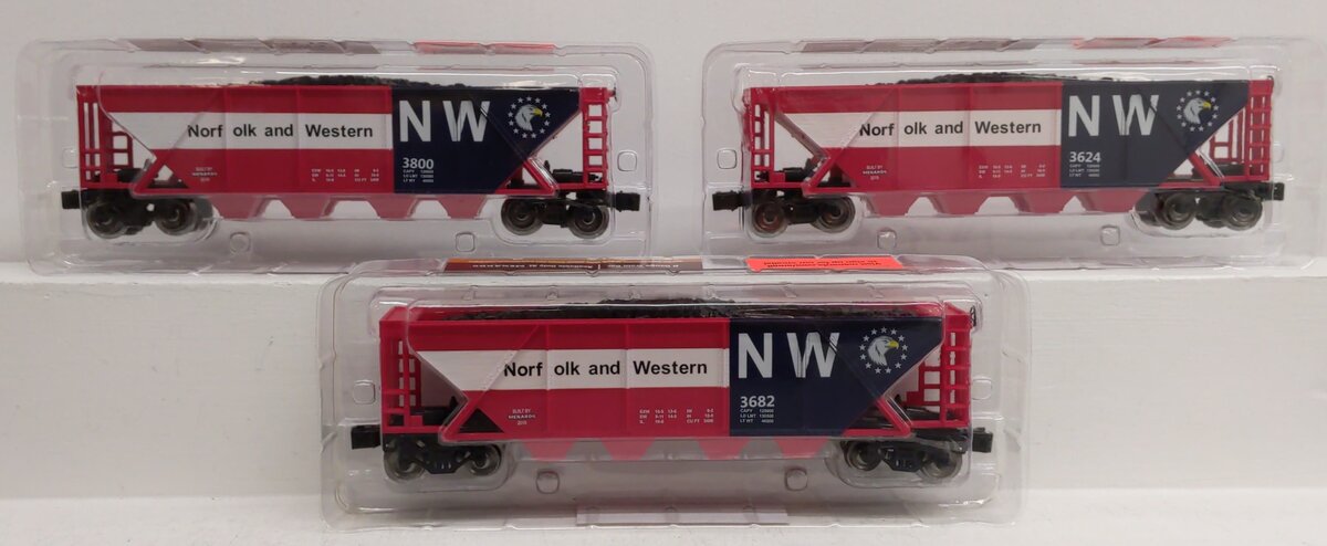 Menards 279-5283 O Gauge NW Freight Cars: #3682, #3624, #3800 (Set of 3) NIB