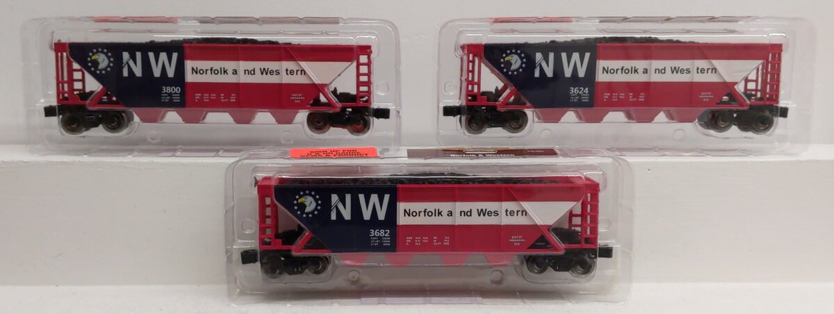Menards 279-5283 O Gauge NW Freight Cars: #3682, #3624, #3800 (Set of 3) NIB