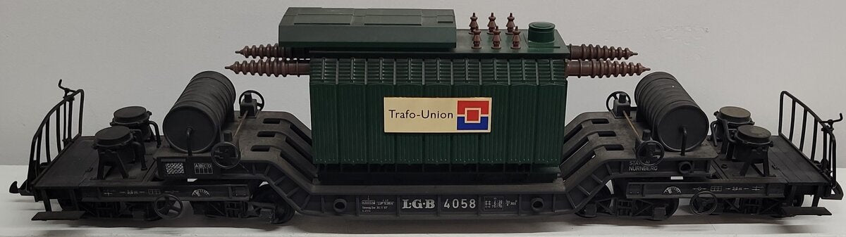LGB 4058 G Scale Trafo-Union Depressed Center Transformer Flatcar VG
