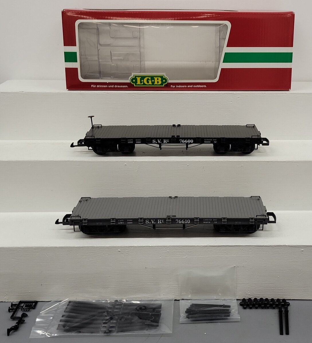 LGB 46600 G Scale SV Railway 2-Car Flatcar Set EX/Box