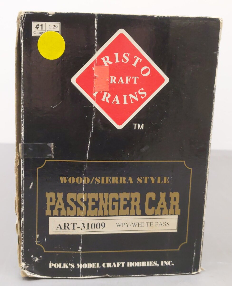 Aristo-Craft 31009 G Scale White Pass & Yukon Passenger Car (Metal Wheels) EX/Box