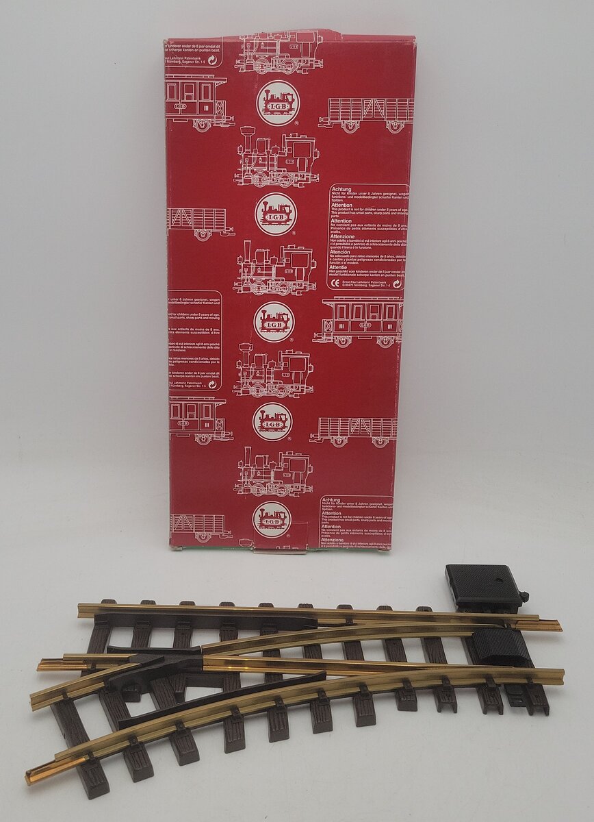 LGB 12100 G Gauge Brass 30° Left Hand Manual Switch Turnout EX/Box