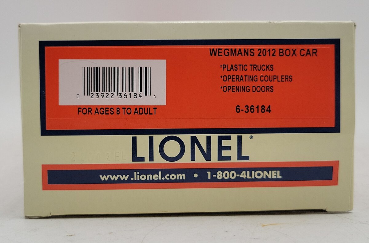 Lionel 6-36184 O Gauge Wegmans 2012 Box Car EX/Box