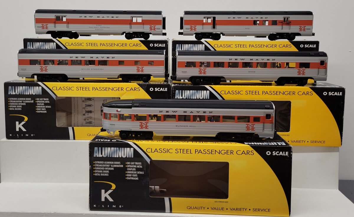 K-Line K4649A O New Haven 15" Aluminum Passenger Cars (Set of 5) EX/Box