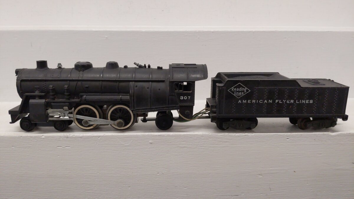 American Flyer 307 S Vintage Reading 4-4-2 Steam Locomotive & Tender VG