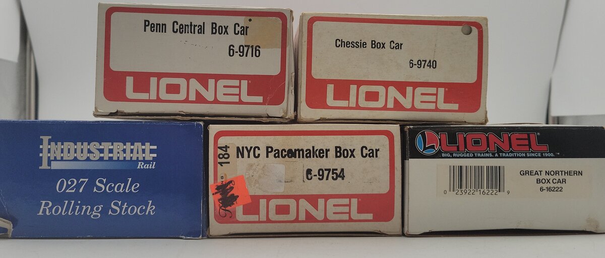 Lionel & Industrial O Freight Cars: 6-9740, 6-16222, 6-9716, 6-9754, 180195 [5] VG/Box