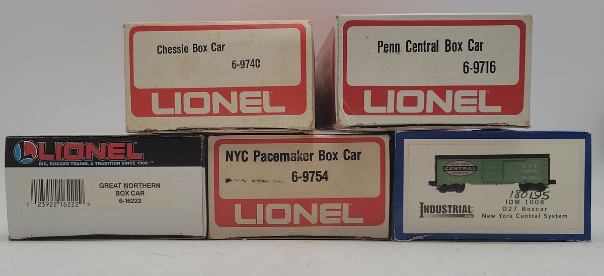 Lionel & Industrial O Freight Cars: 6-9740, 6-16222, 6-9716, 6-9754, 180195 [5] VG/Box