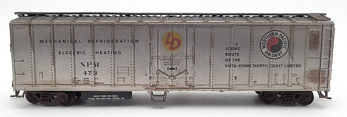 Athearn 7551 HO Scale 50' ss Northern Pacific Reefer #473 - Custom Weathered/Box