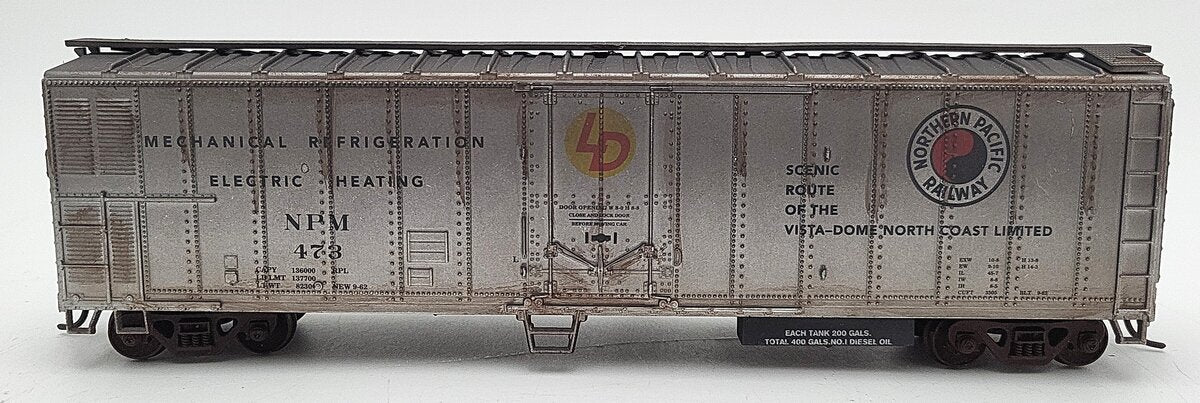 Athearn 7551 HO Scale 50' ss Northern Pacific Reefer #473 - Custom Weathered/Box