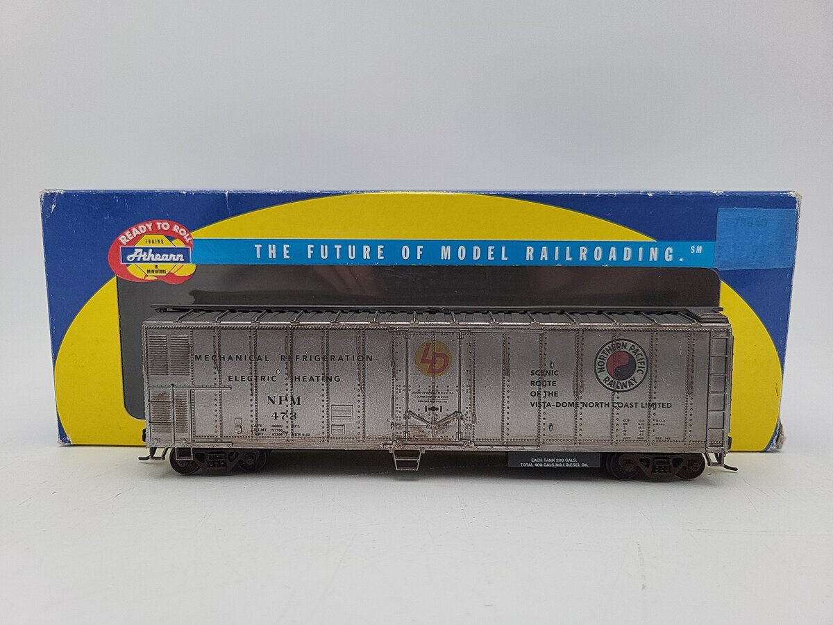 Athearn 7551 HO Scale 50' ss Northern Pacific Reefer #473 - Custom Weathered/Box