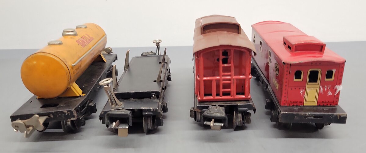 Lionel Vintage O Prewar Freight Cars: 2657, 1682, 3651, 1680 [4] VG