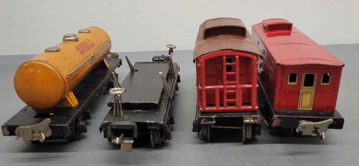 Lionel Vintage O Prewar Freight Cars: 2657, 1682, 3651, 1680 [4] VG