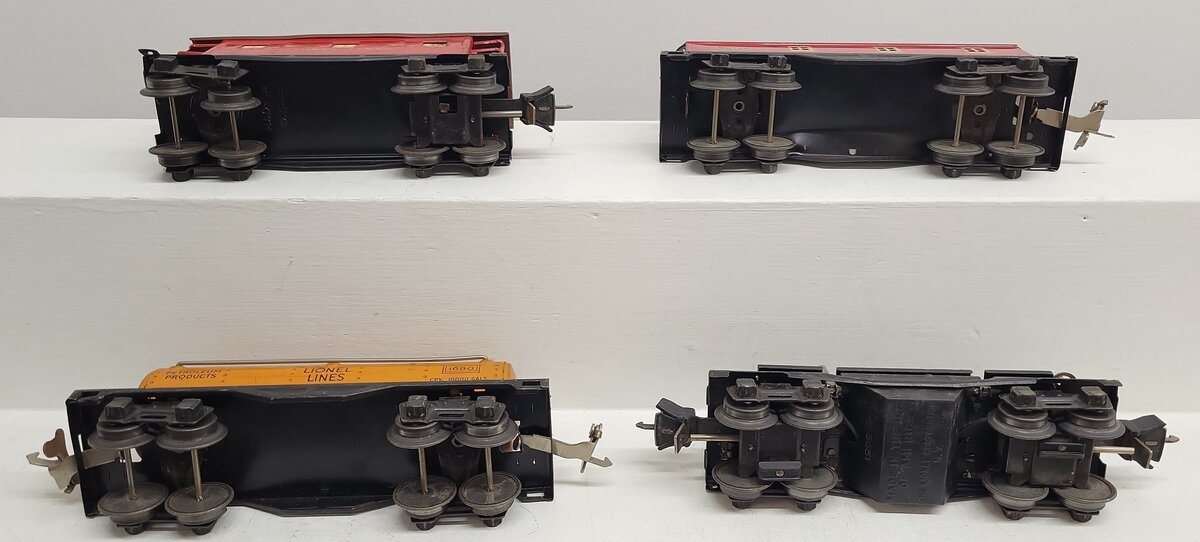 Lionel Vintage O Prewar Freight Cars: 2657, 1682, 3651, 1680 [4] VG
