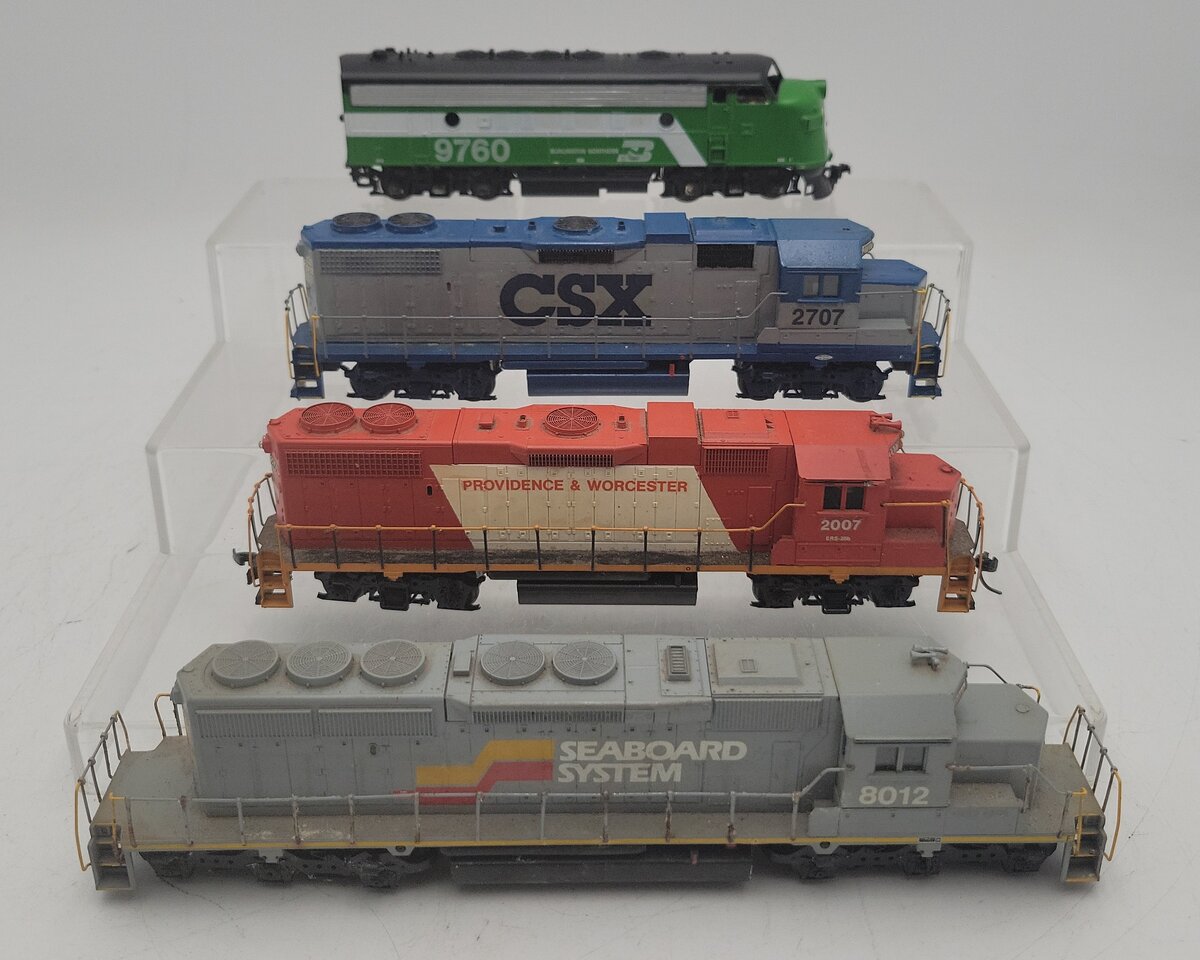 HO Scale Assorted Diesel Locomotives: #2007, #8012, #9760, #2707 [4]