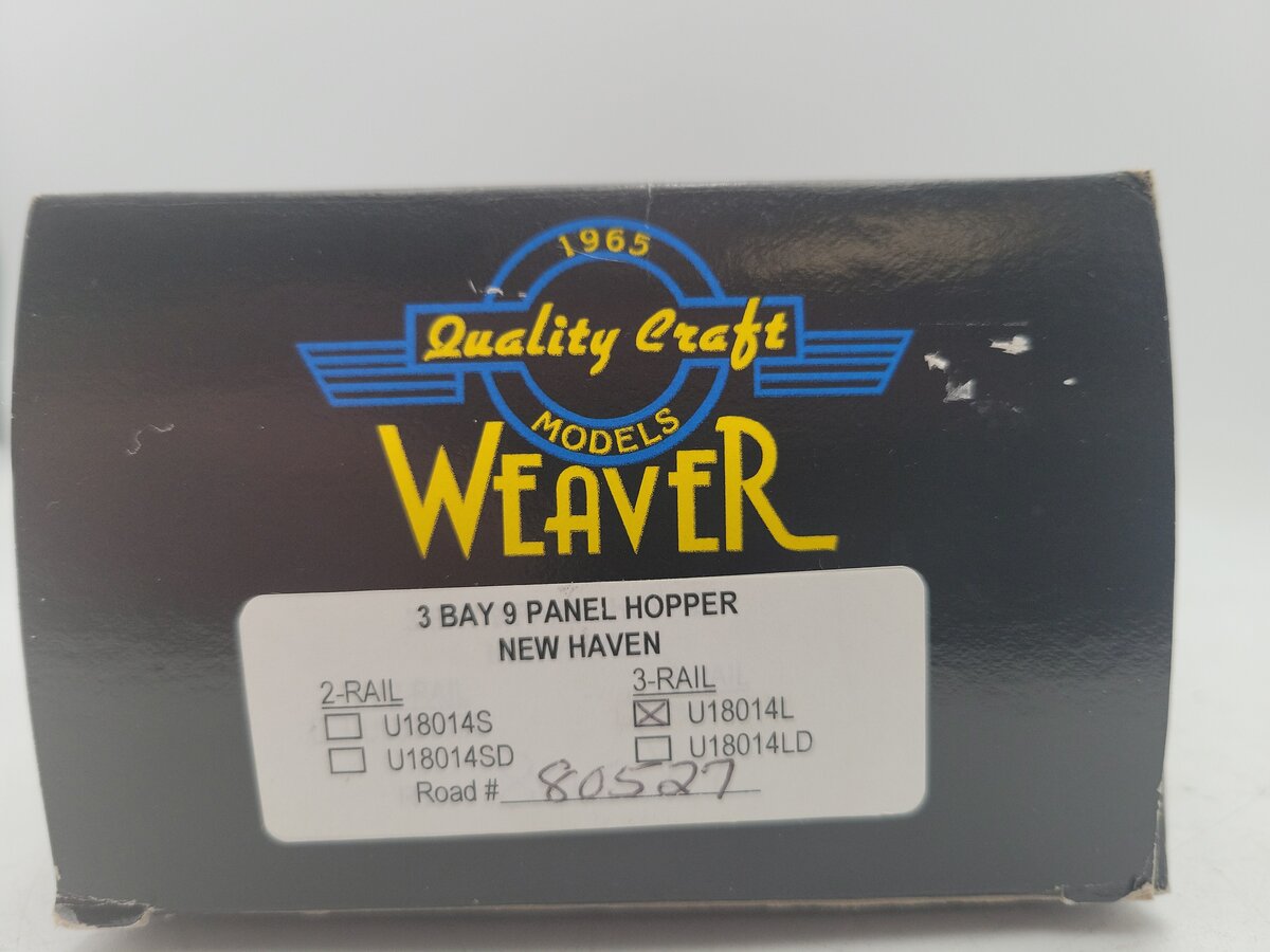 Weaver U18014L O Gauge New Haven 3 Bay 9 Panel Hopper #80527 EX/Box