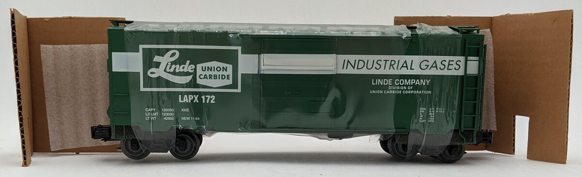 Weaver U2107 O Gauge Union Carbide Linde Boxcar #172 (3 Rail) EX/Box
