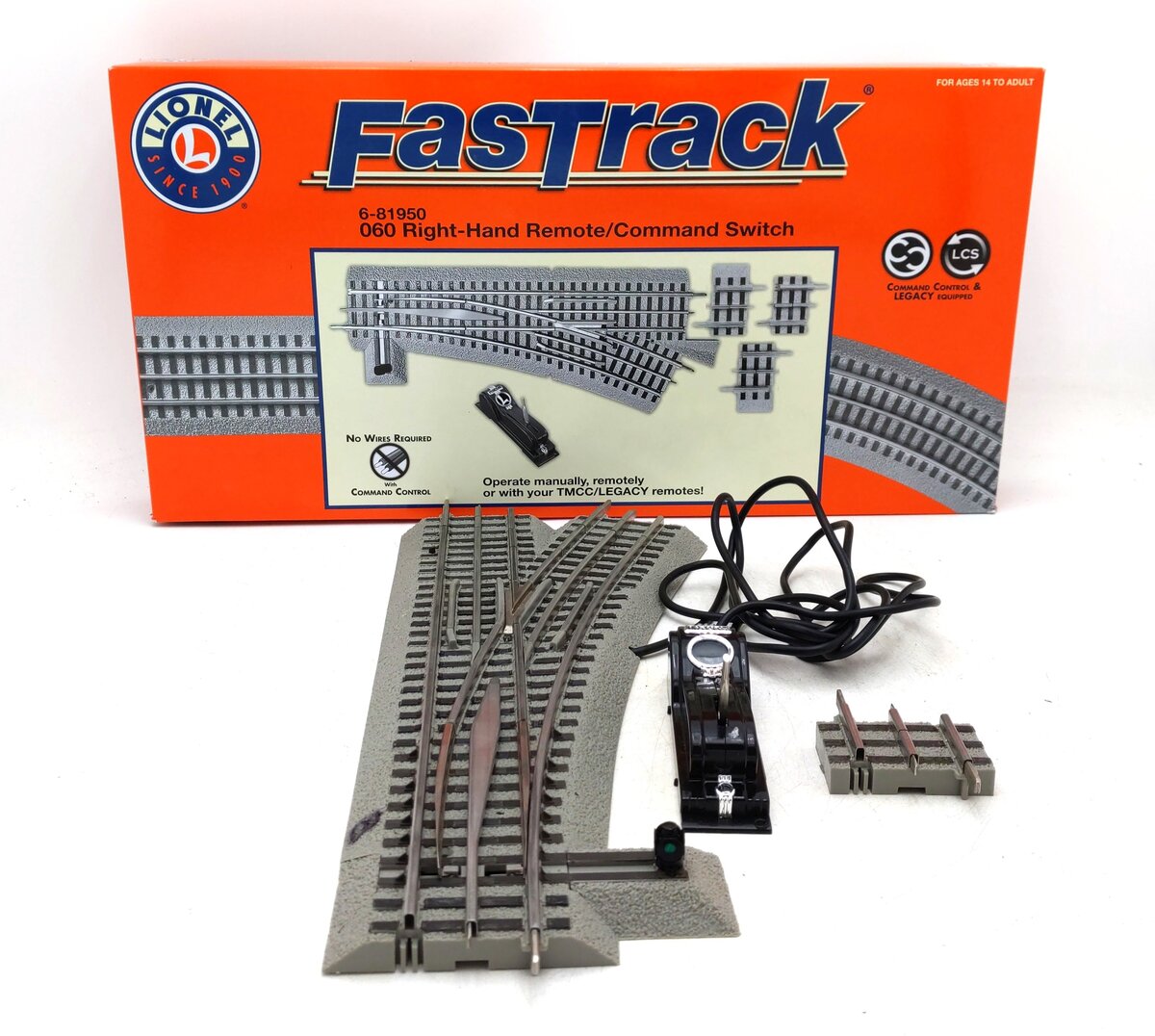 Lionel 6-81950 O O60 FasTrack Remote Right Hand Remote Command Switch Turnout EX/Box