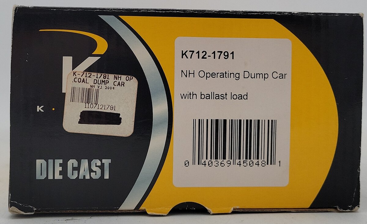 K-Line K712-1791 O New Haven Operating Dump Car with Coal Load LN/Box