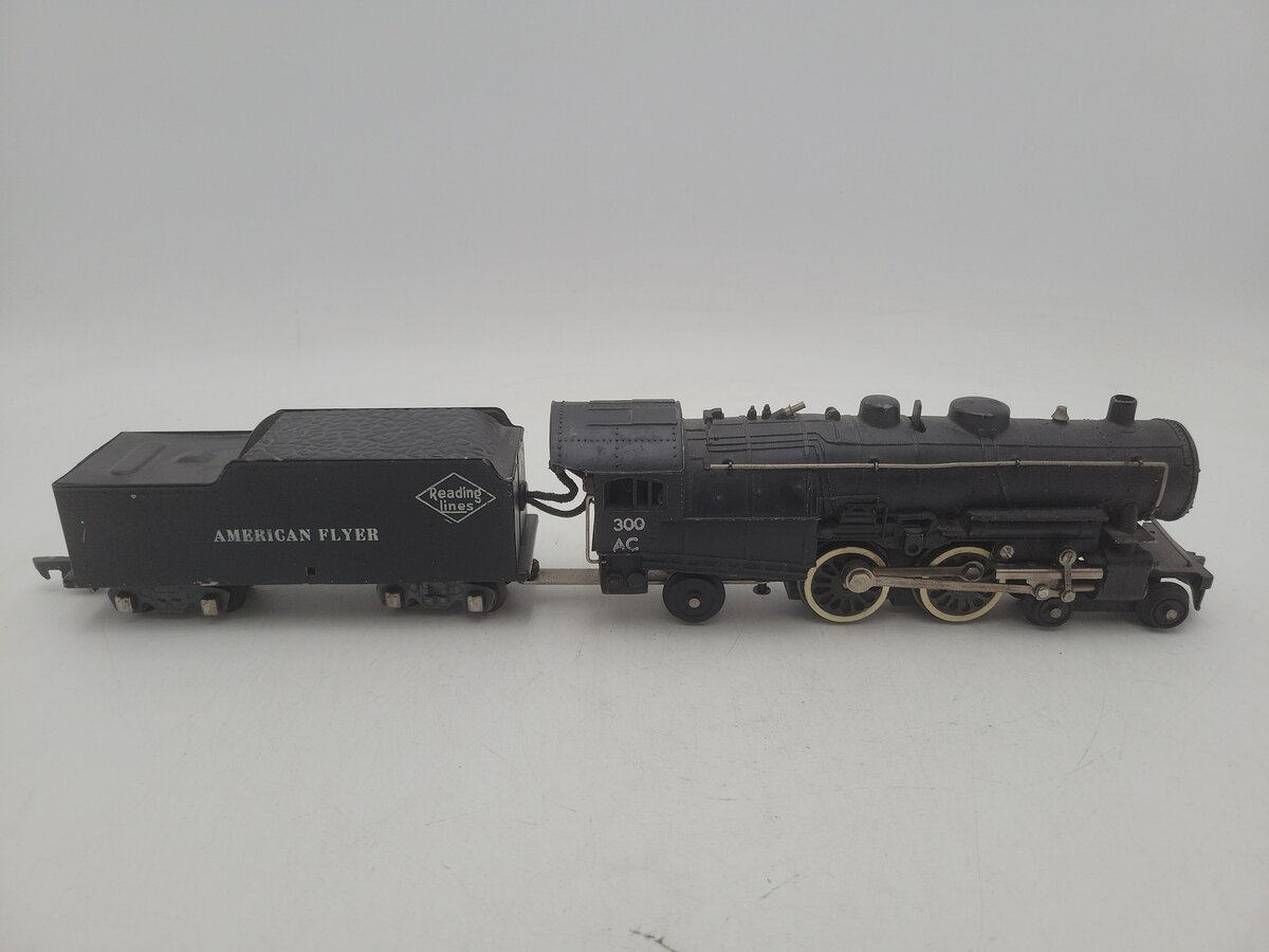 American Flyer 300AC Vintage S Reading 4-4-2 Reading Steam Locomotive & Tender VG