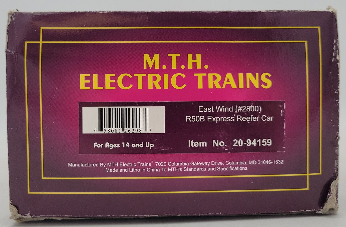 MTH 20-94159 East Wind R50B Express Reefer Car #2801 LN/Box