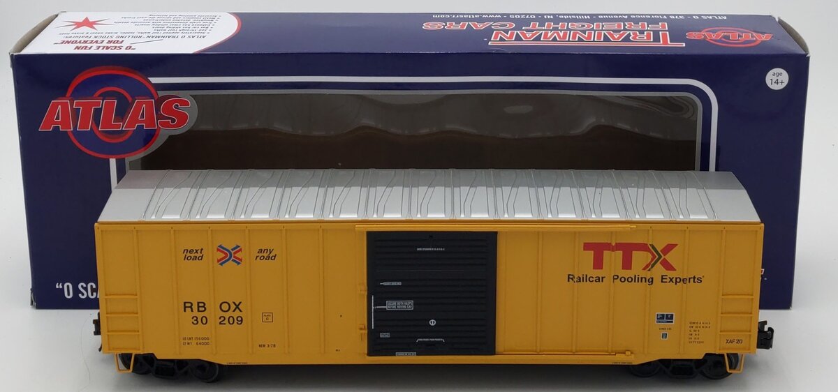 Atlas 2003151-1 O Gauge TTX Trainman ACF 50' Boxcar #30209 [3-Rail] LN/Box
