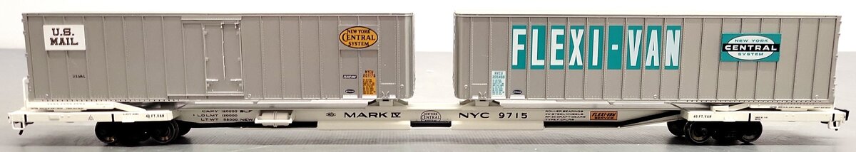Walthers 932-41052 HO Scale NYC Mark IV Flexi-Van Flatcar w/Two Trailers #9715 EX