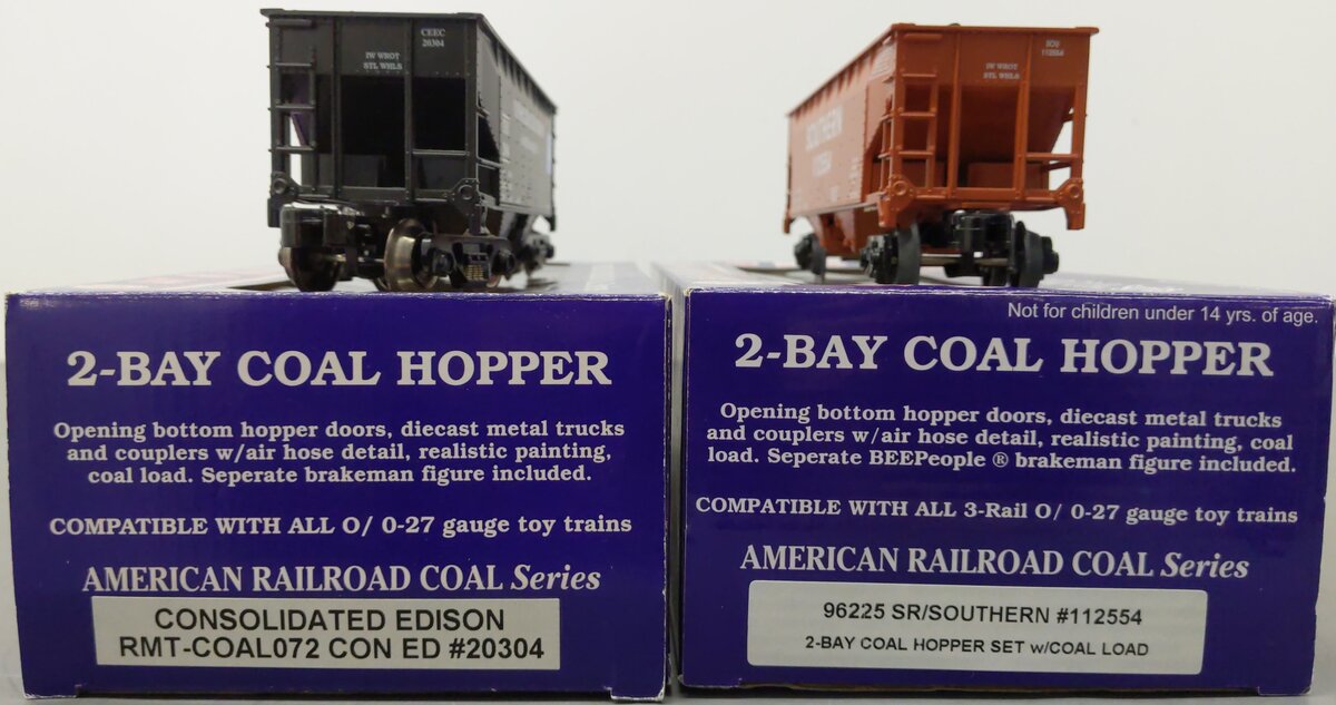 RMT O gauge Assorted 2-Bay Coal Hopper #20304, #112554. [2] LN/Box
