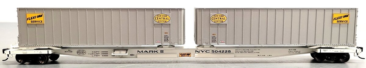 Walthers 932-3921 HO Scale New York Central Flexi-Van Flatcar w/Trailers #504228 EX