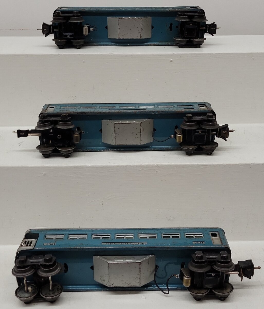 Lionel 2640S Vintage O Prewar Blue Pullman Car Passenger Set: 2640, 2640, 2641