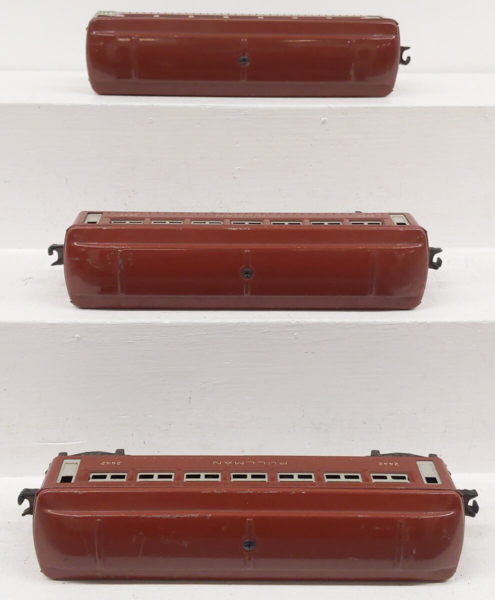 Lionel 2442S Vintage O Tinplate Brown Passenger #2442, 2442, 2443 (Set of 3) VG