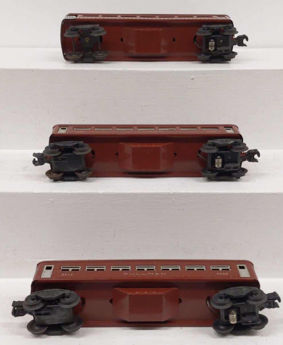 Lionel 2442S Vintage O Tinplate Brown Passenger #2442, 2442, 2443 (Set of 3) VG