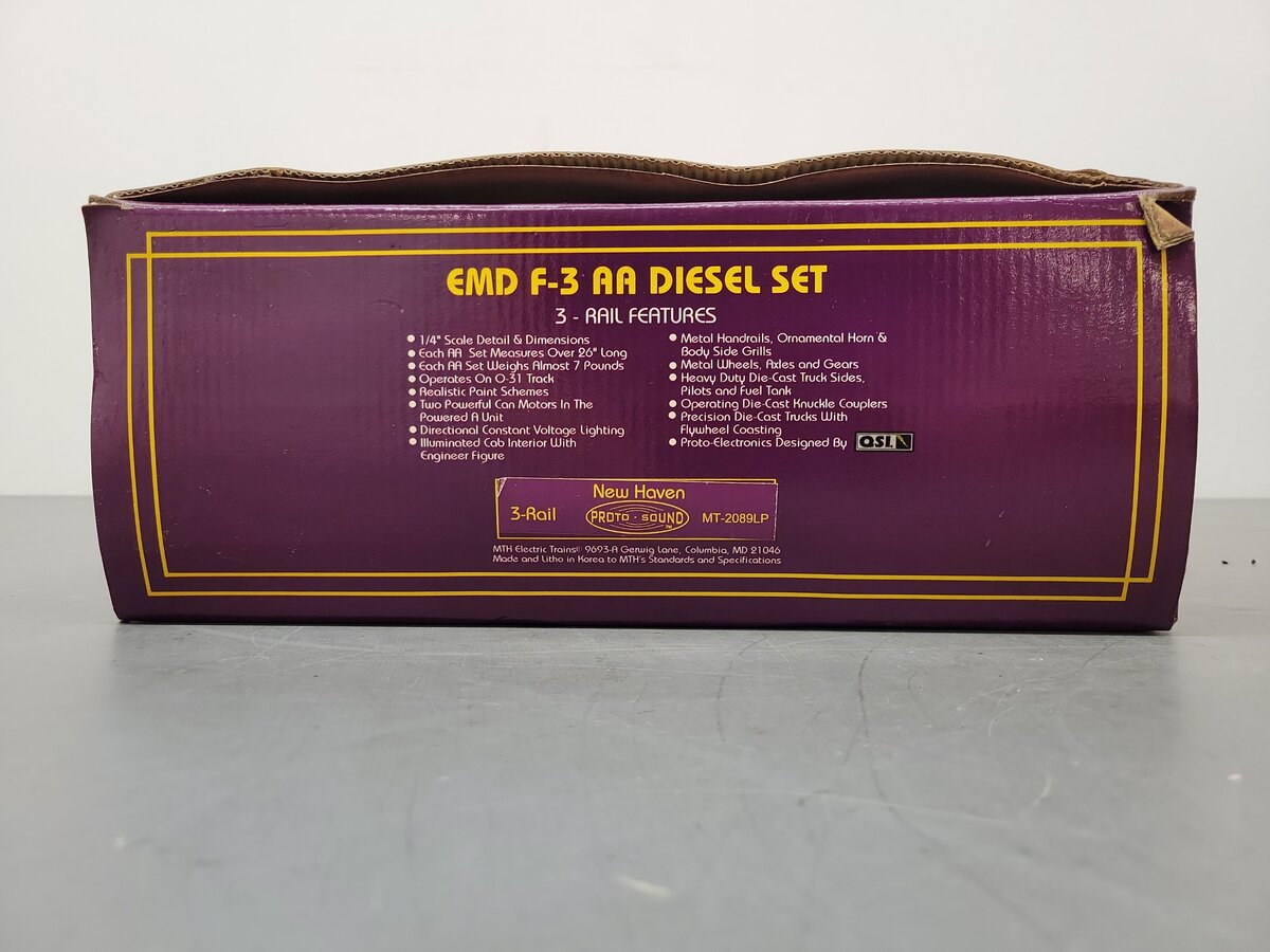MTH 20-2089-1 O Gauge New Haven F-3 AA Diesel Set w/PS1 #1197/1199 EX/Box