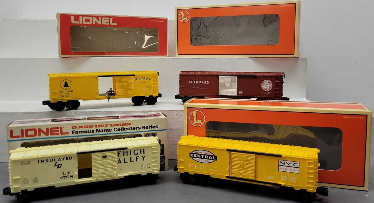 Lionel O Gauge Assorted Box Cars:6-9788, 6-9753, 6-29285, 6-29283 [4] EX/Box