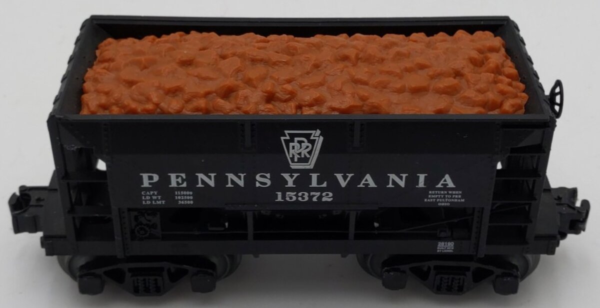 Lionel O Gauge Pennsylvania Railroad Hopper Car #15372 w/ Stone Load EX