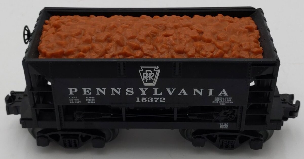 Lionel O Gauge Pennsylvania Railroad Hopper Car #15372 w/ Stone Load EX
