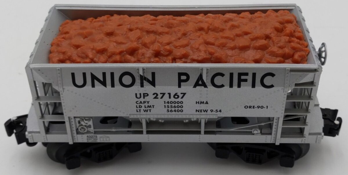 Lionel O Gauge Union Pacific Hopper Car #27167 w/ Stone Load EX