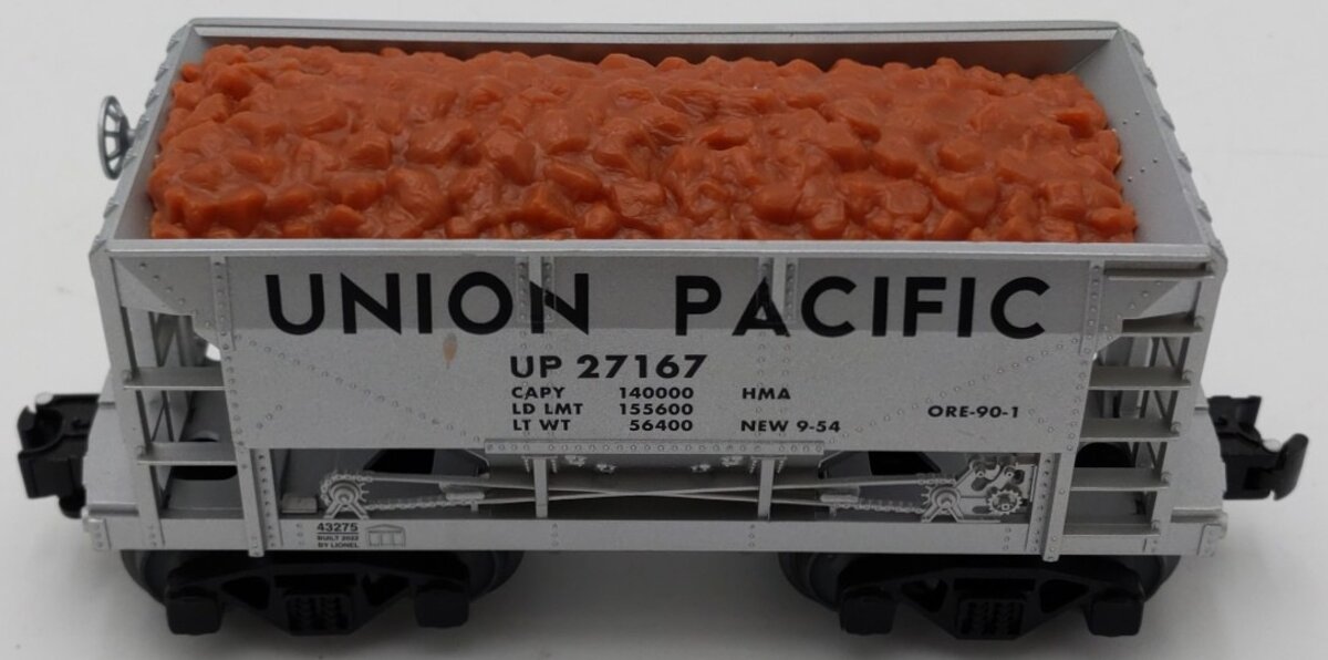 Lionel O Gauge Union Pacific Hopper Car #27167 w/ Stone Load EX