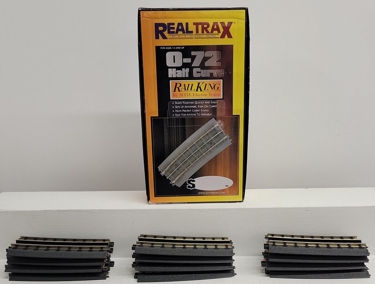 MTH 40-1049 O72 RealTrax Half Curved Track Section (Solid Rail) [12] EX/Box