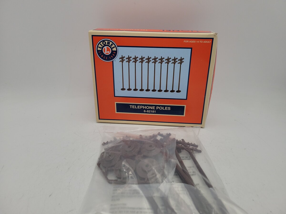 Lionel 6-62181 O Gauge Telephone Poles (Set of 10) NIB