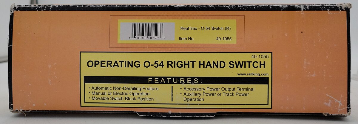 MTH 40-1055 O54 RealTrax Nickel Silver Right Hand Remote Switch Turnout LN/Box