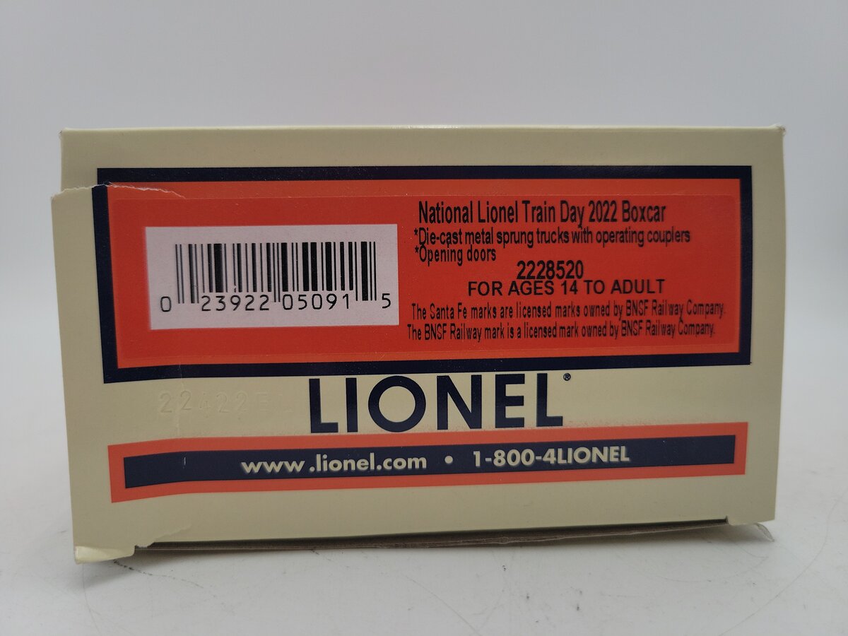 Lionel 2228520 O 2022 National Lionel Train Day 3-Rail Boxcar EX/Box