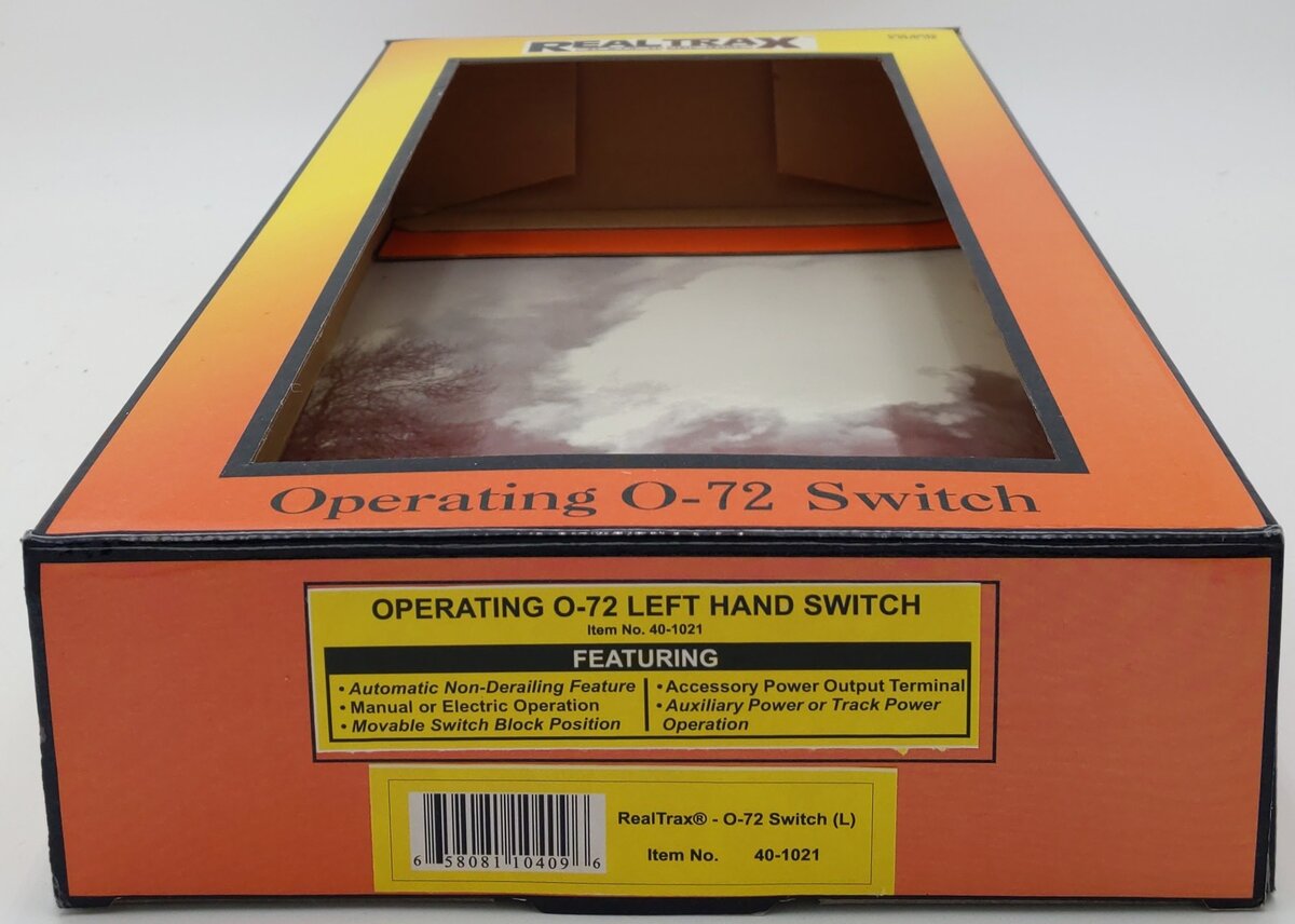 MTH 40-1021 O72 RealTrax Nickel Silver Left Hand Remote Switch Turnout EX/Box
