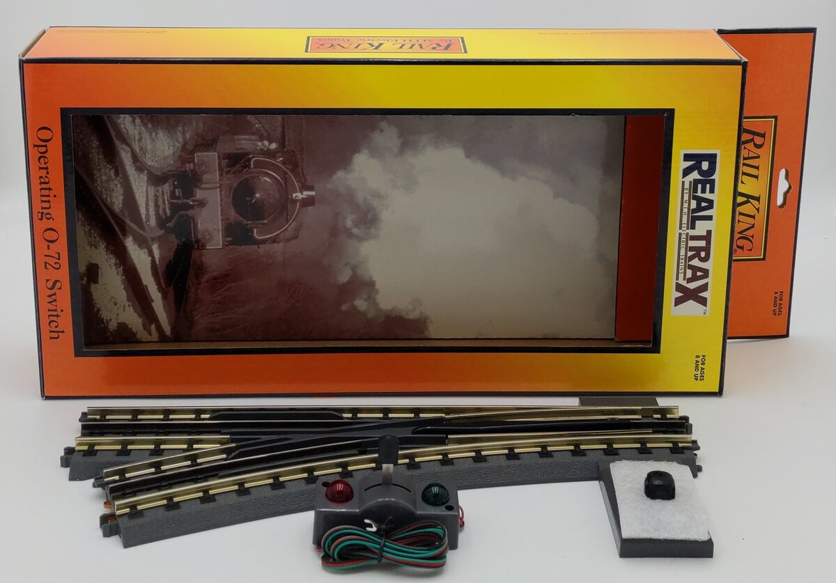 MTH 40-1021 O72 RealTrax Nickel Silver Left Hand Remote Switch Turnout EX/Box