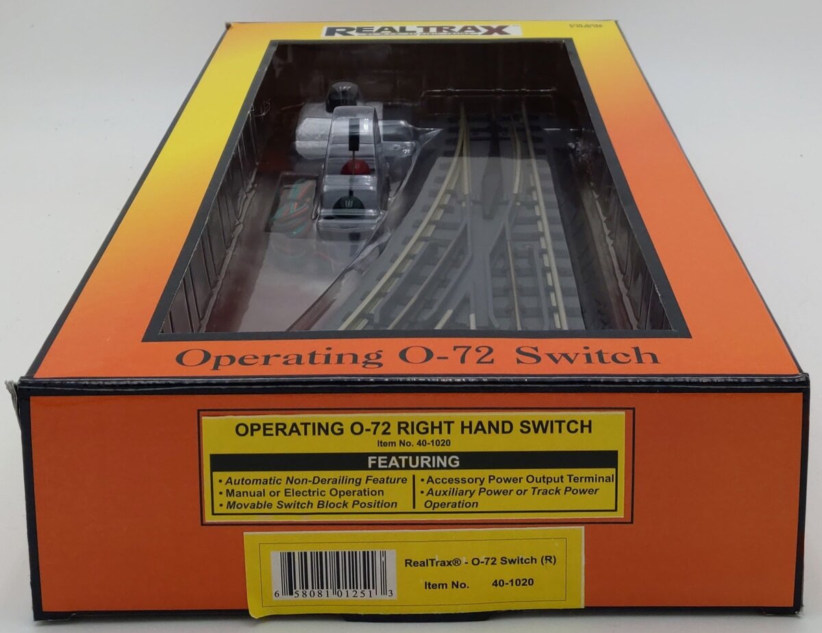 MTH 40-1020 O72 RealTrax Nickel Silver Right Hand Remote Switch Turnout  LN/Box