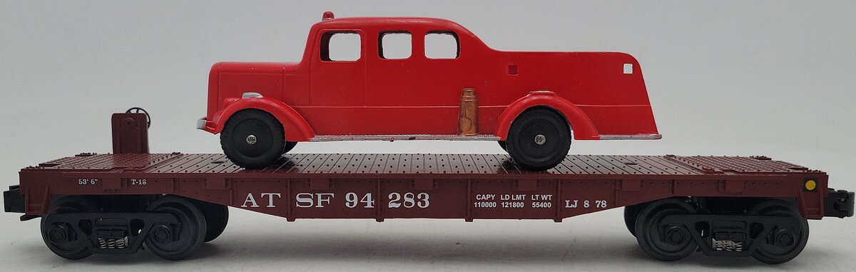 MTH 30-7664 O Gauge Santa Fe Flatcar #94283 (Custom)/Box