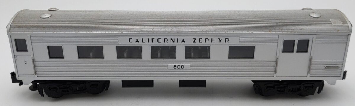 MTH 30-6054 O California Zephyr O-27 Streamlined Combo Car #800 VG