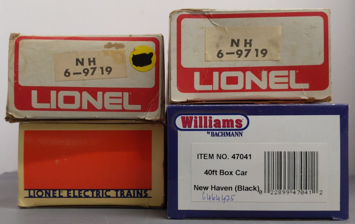 Lionel and Williams O New Haven Assorted Boxcars: #16238, #9719, #6464425 [4] VG/Box