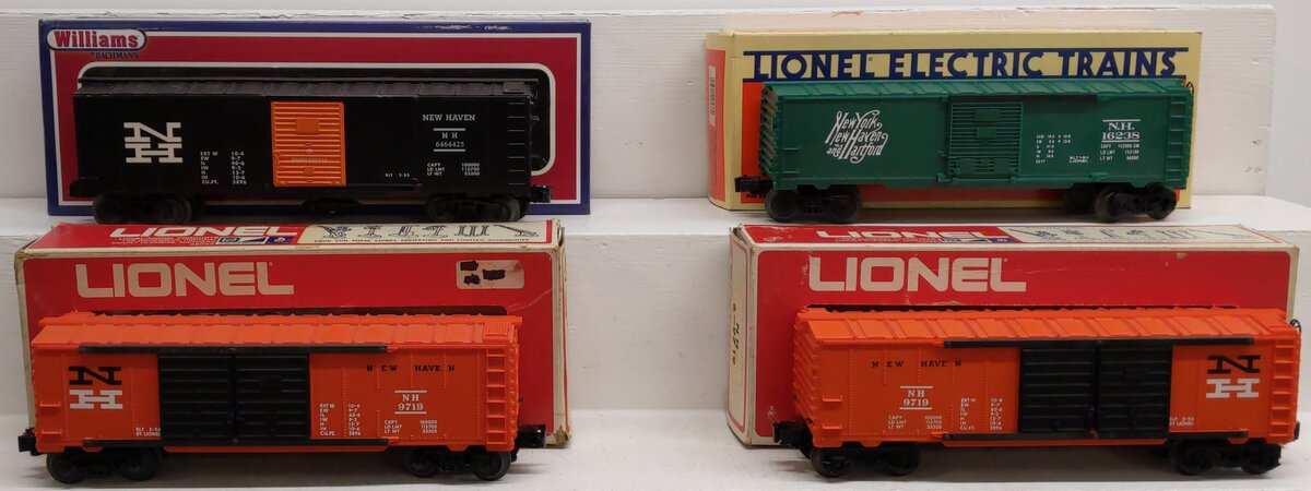 Lionel and Williams O New Haven Assorted Boxcars: #16238, #9719, #6464425 [4] VG/Box